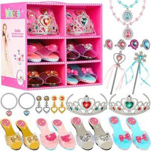 Princess Jewelry Boutique Dress Up & Elegant Shoe(4 Pairs of Girls Heels Shoes)